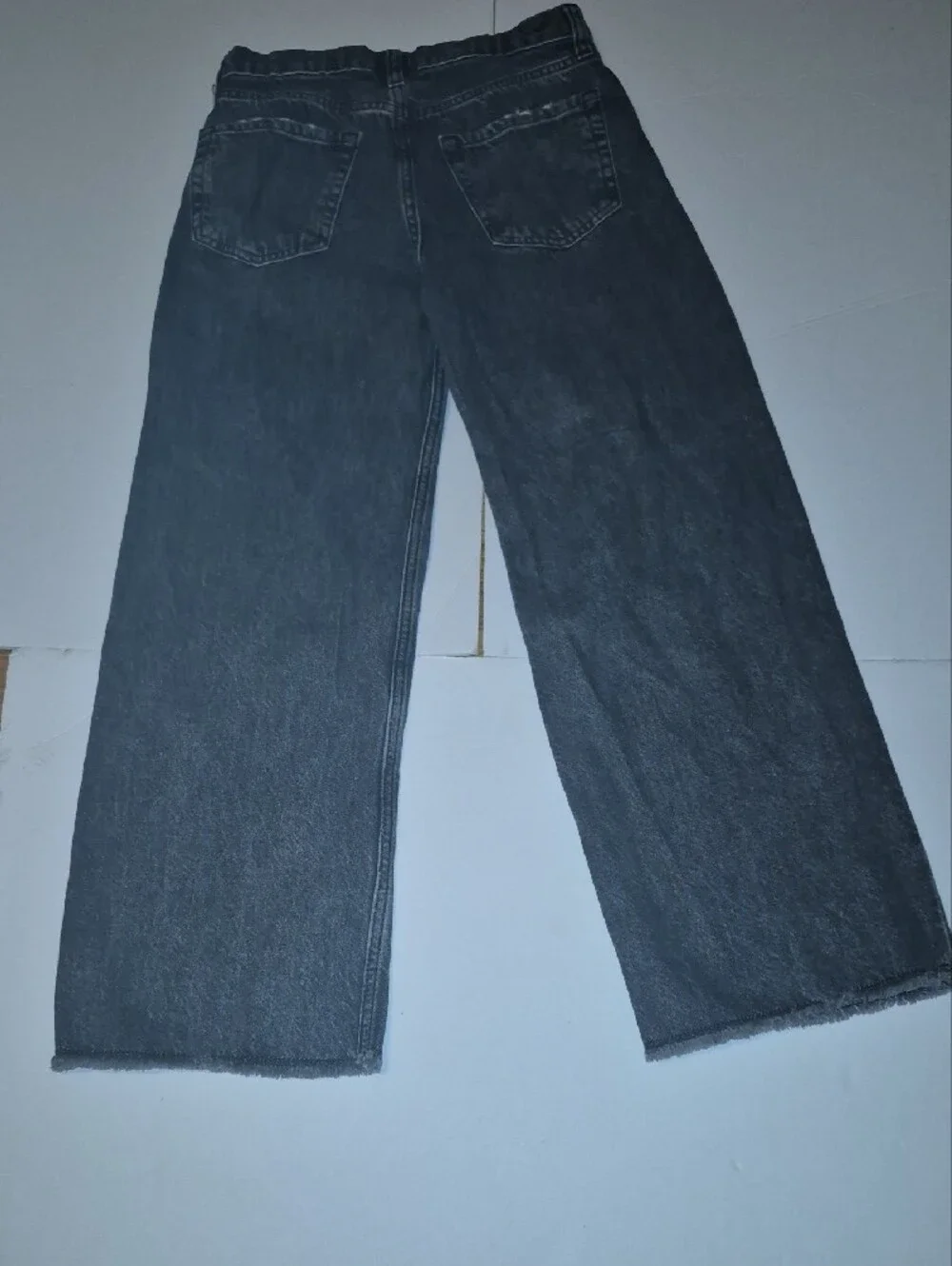 Girls Distressed Black Wide-Leg Jeans